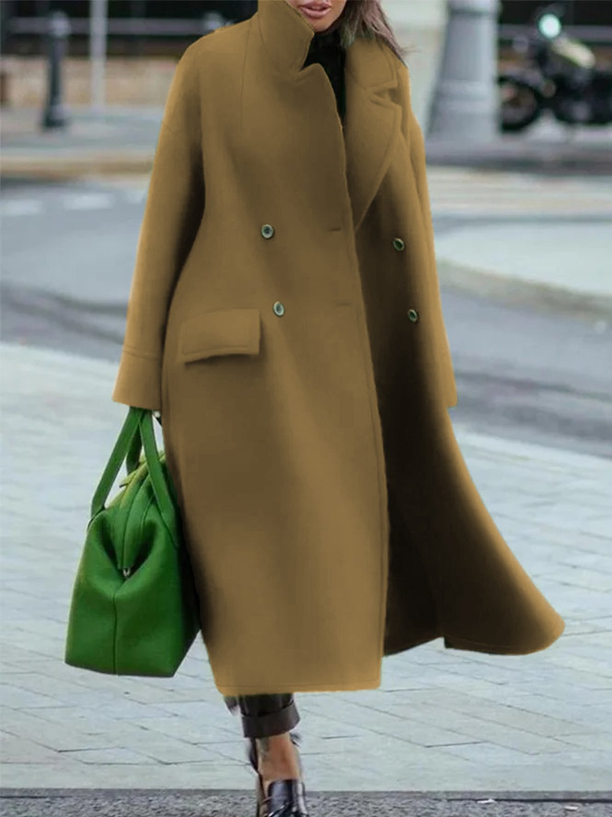 Célinor | Manteau long femme double boutonnage avec col classique