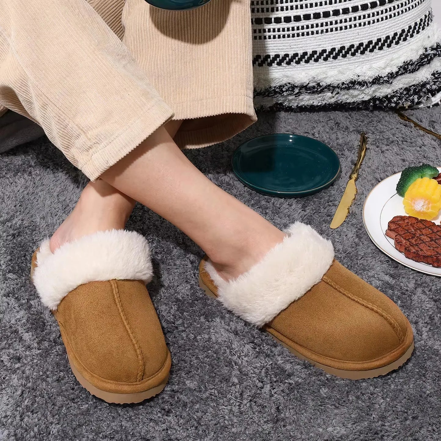 Myriam | Chaussons Femme Intérieur en Velours Doux avec Doublure Moelleuse & Confort Cocooning