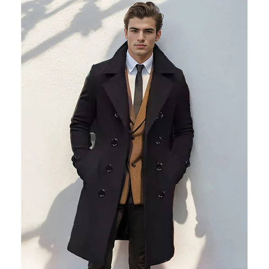 Cymon | Manteau homme long élégant à double boutonnage et col à revers