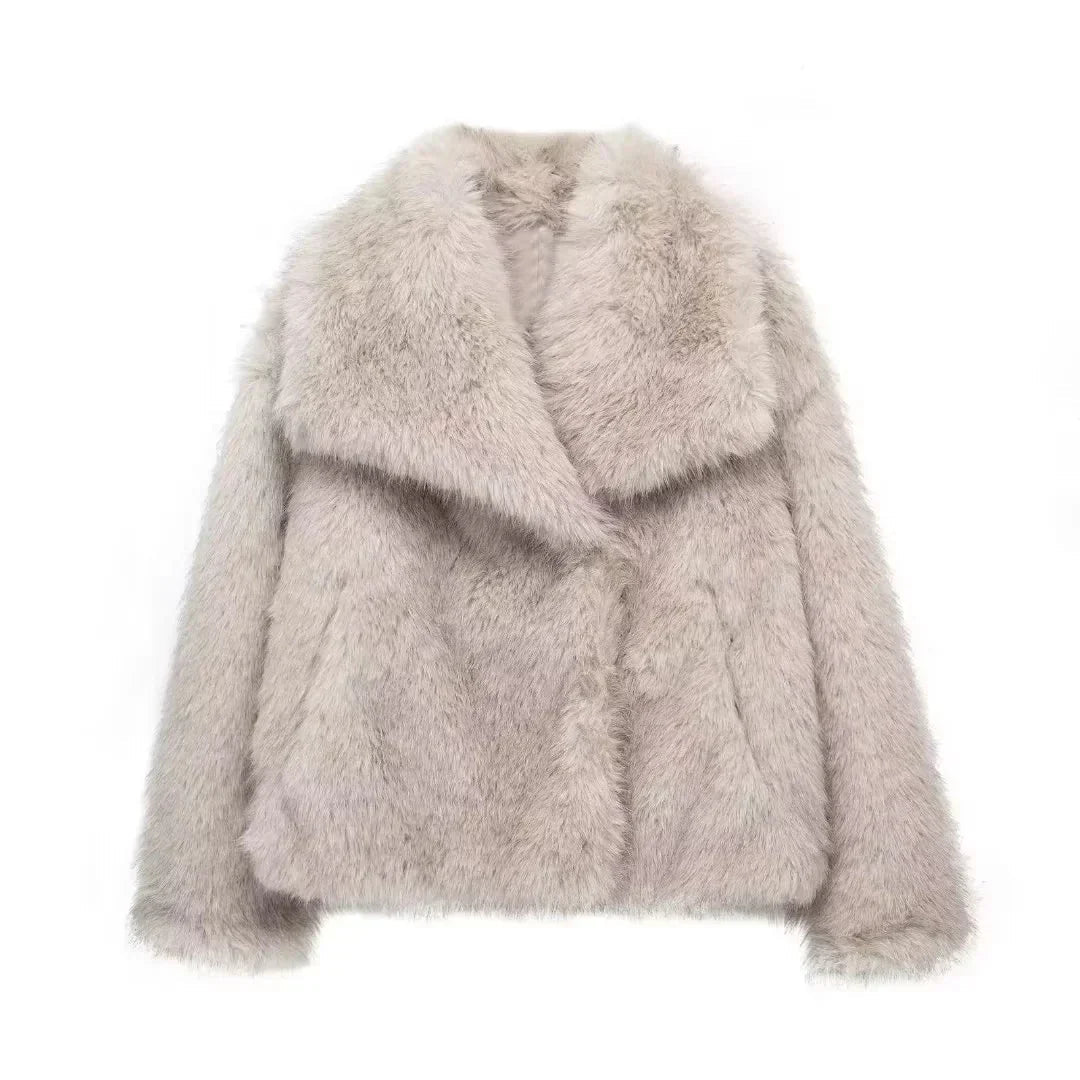 Vivara | Veste Femme Luxe en Fausse Fourrure Couleur Unie, Élégante et Confortable