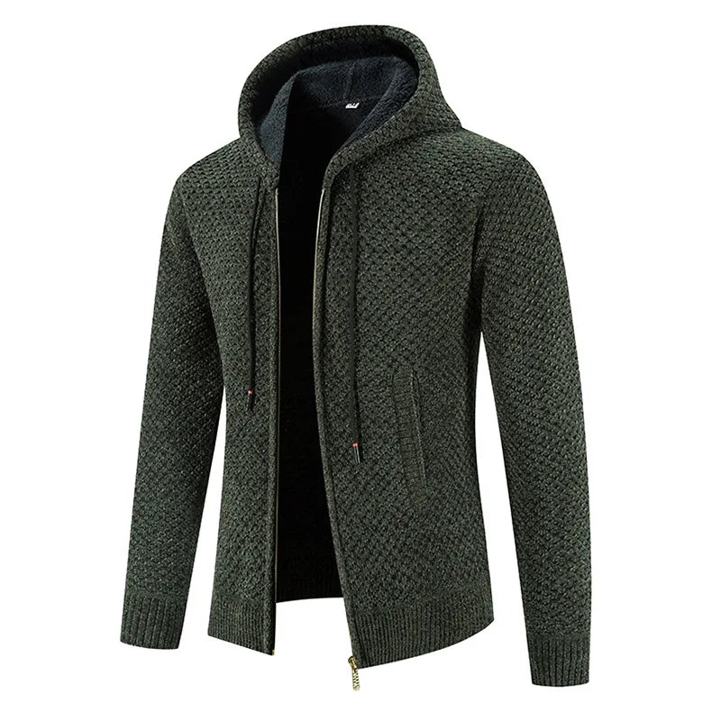 Albert | Gilet Zippé Homme à Capuche avec Doublure Chaude | Veste Hiver Texturée Confortable