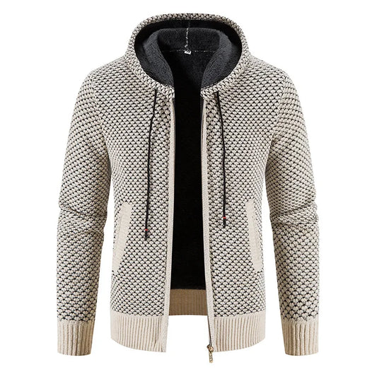 Albert | Gilet Zippé Homme à Capuche avec Doublure Chaude | Veste Hiver Texturée Confortable
