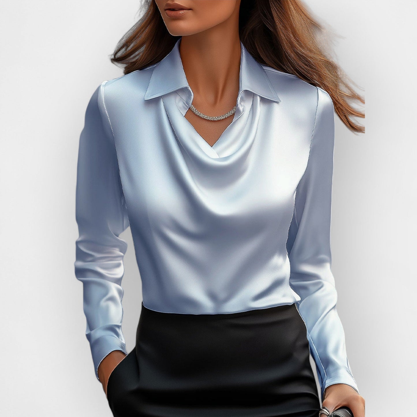 Blouse Satin Femme | Col Cascade Fluide et Élégant