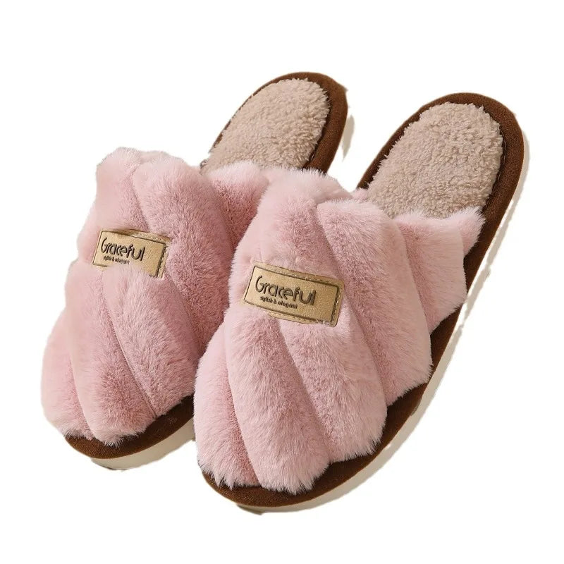 Monique | Chaussons Femme Ouverts en Peluche Douce avec Coussin Moelleux & Confort d’Intérieur