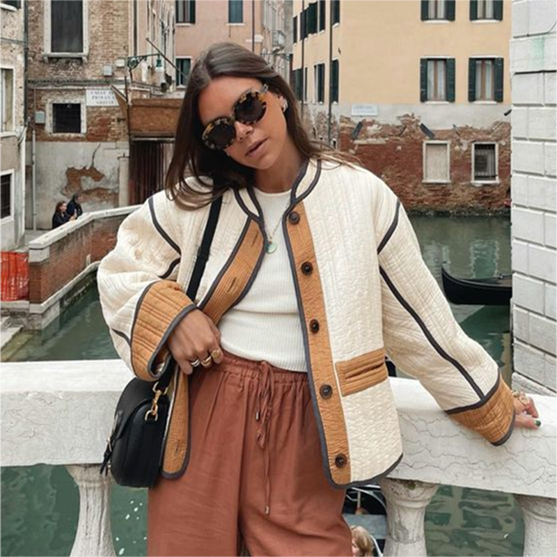 Sylvette | Veste Femme Automne Décontractée Boutonnée Coupe Ample et Confortable