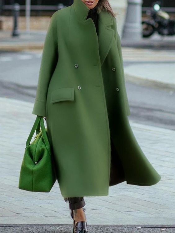 Célinor | Manteau long femme double boutonnage avec col classique