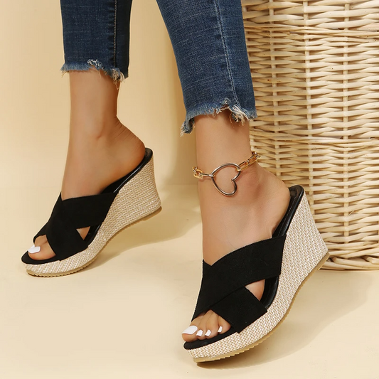 Séphora | Sandales Compensées Femme à Brides Croisées – Ouvertes, Talon Haut Confort & Style Décontracté