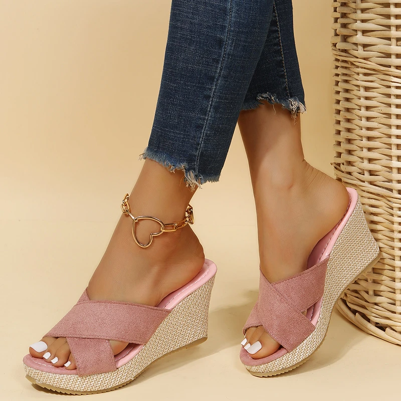 Séphora | Sandales Compensées Femme à Brides Croisées – Ouvertes, Talon Haut Confort & Style Décontracté