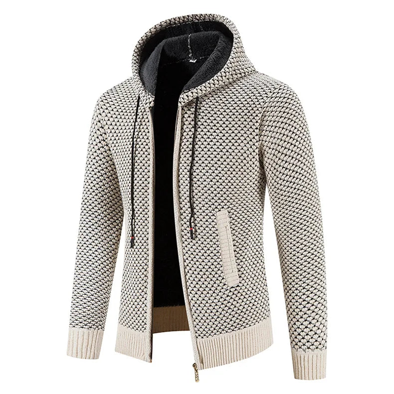 Albert | Gilet Zippé Homme à Capuche avec Doublure Chaude | Veste Hiver Texturée Confortable