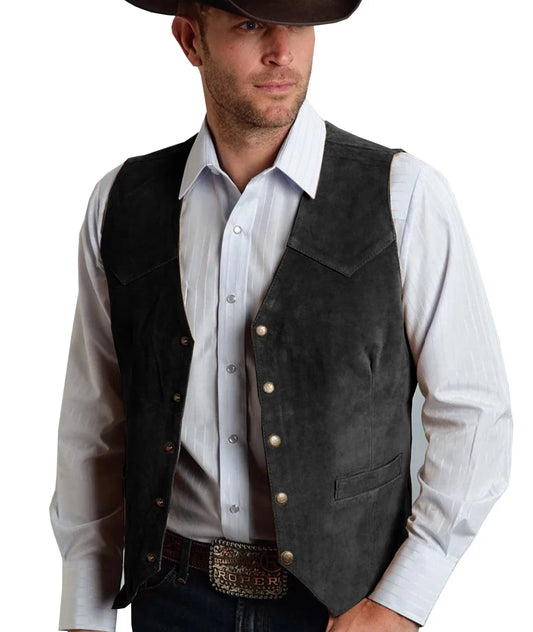 Gavric | Gilet Homme Traditionnel Élégant à Boutons Pression, Coupe Classique et Couleur Unie