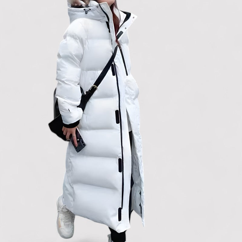 Puffer Parka Longue Femme | Veste Noire Imperméable avec Capuche