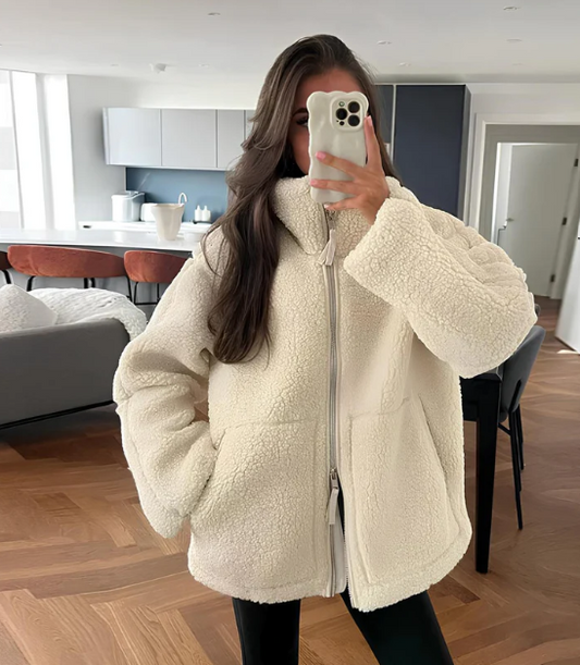 Vandelia | Veste Polaire Oversize Femme avec Fermeture Zippée et Col Montant