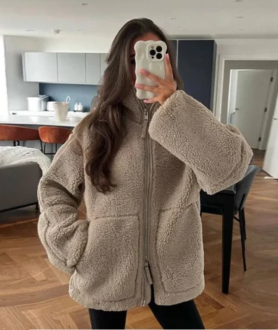 Vandelia | Veste Polaire Oversize Femme avec Fermeture Zippée et Col Montant