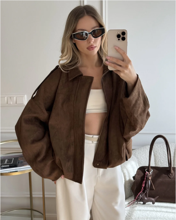 Velour Chic | Veste Oversize Femme en Velours pour Look Minimaliste Automnal
