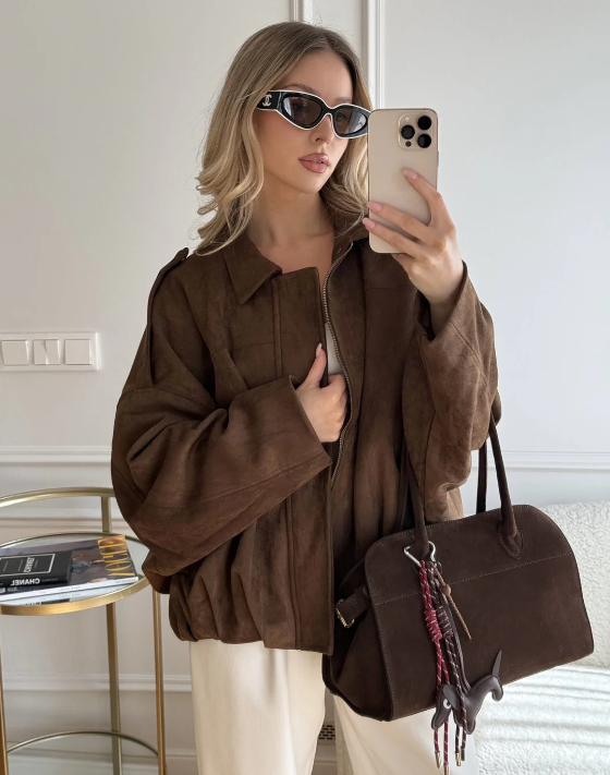 Velour Chic | Veste Oversize Femme en Velours pour Look Minimaliste Automnal