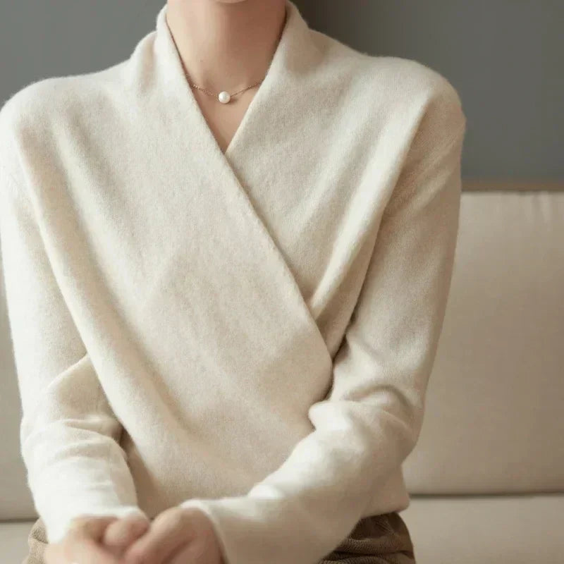 Pull cachemire élégant croisé pour femme – Doux, Féminin & Intemporel