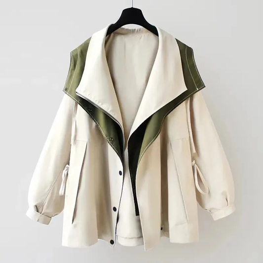 Valleria | Veste Femme Imperméable Coupe-Vent avec Col Superposé