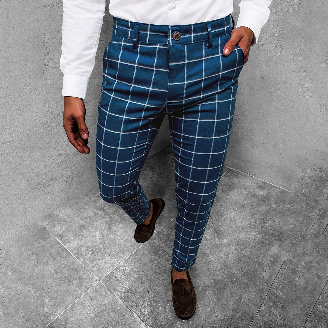 Cavendish | Pantalon Homme à Carreaux Slim Fit Style Droit Élégant