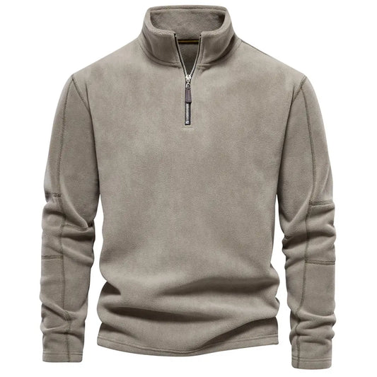 Dylan | Pull Homme Zippé Col Montant Uni, Chaud & Confortable avec Doublure Douce Élégante