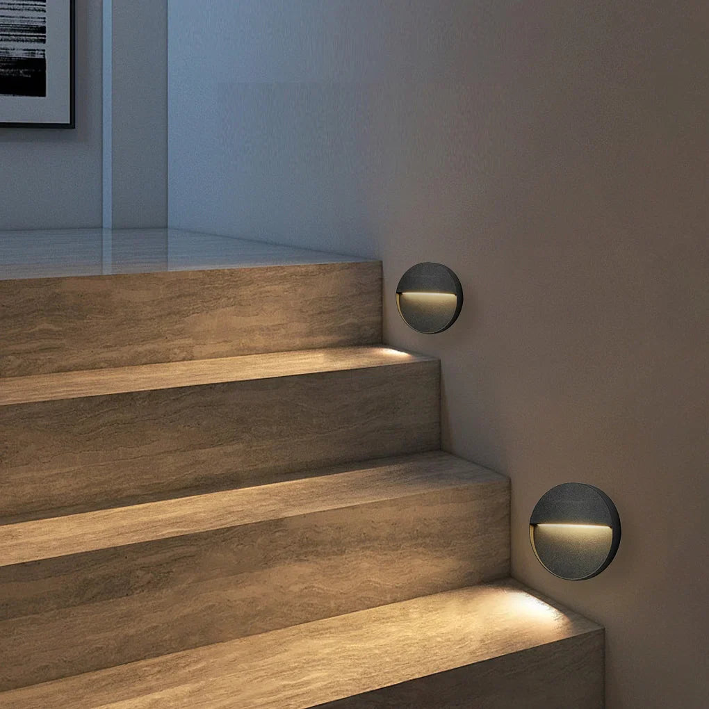 StairGlow™ | Runde LED-Treppenleuchte aus Aluminium mit warmweißem Licht
