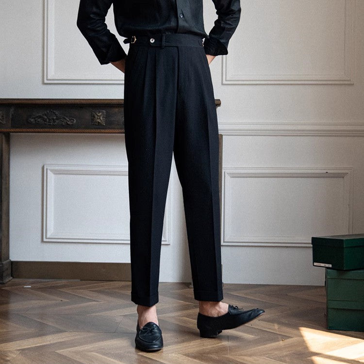Brockwell | Pantalon Homme Taille Haute Style Élégant Plissé Classique