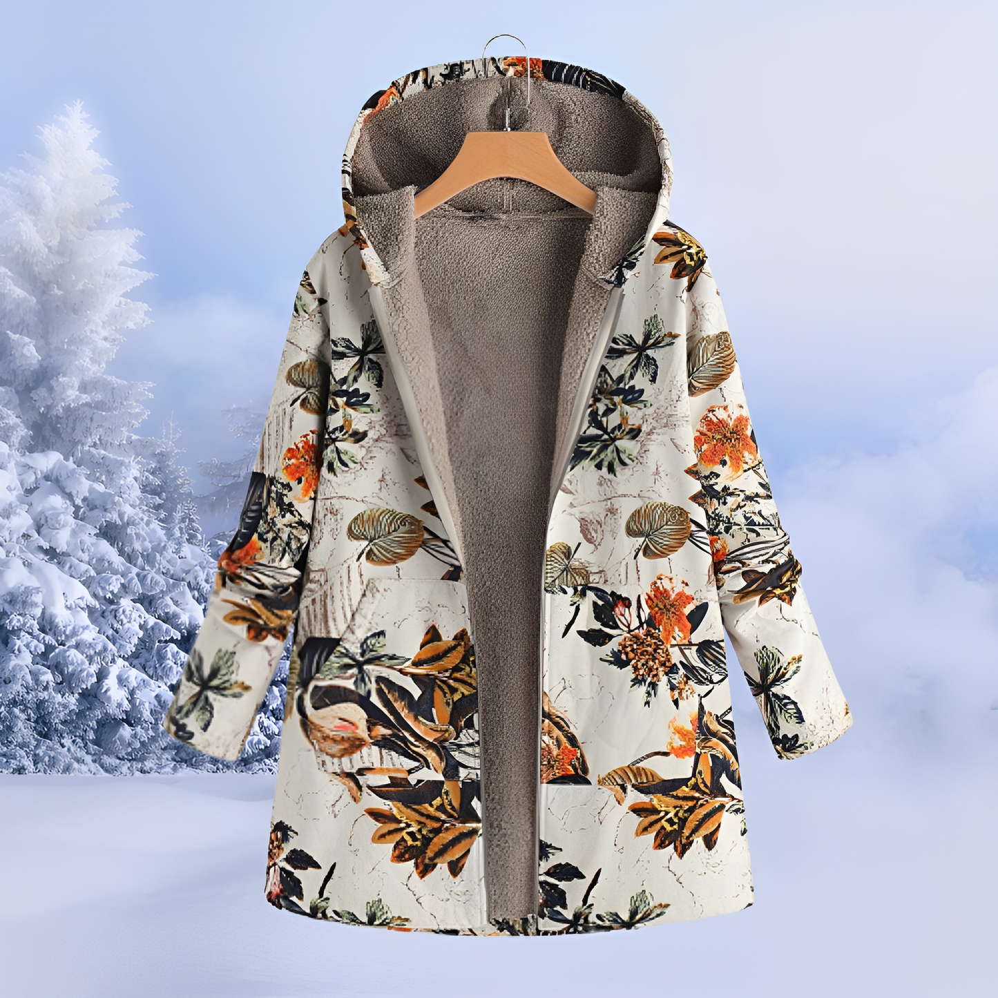 Veste d’Hiver Femme Aria | Douceur Fausse Fourrure & Motif Ethnique