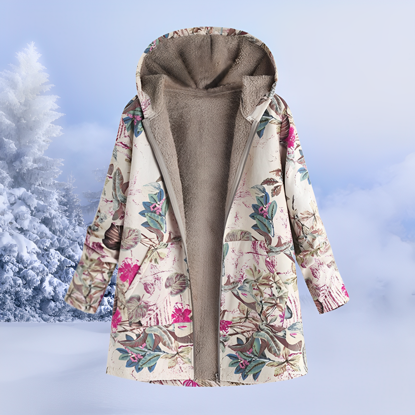 Veste d’Hiver Femme Aria | Douceur Fausse Fourrure & Motif Ethnique