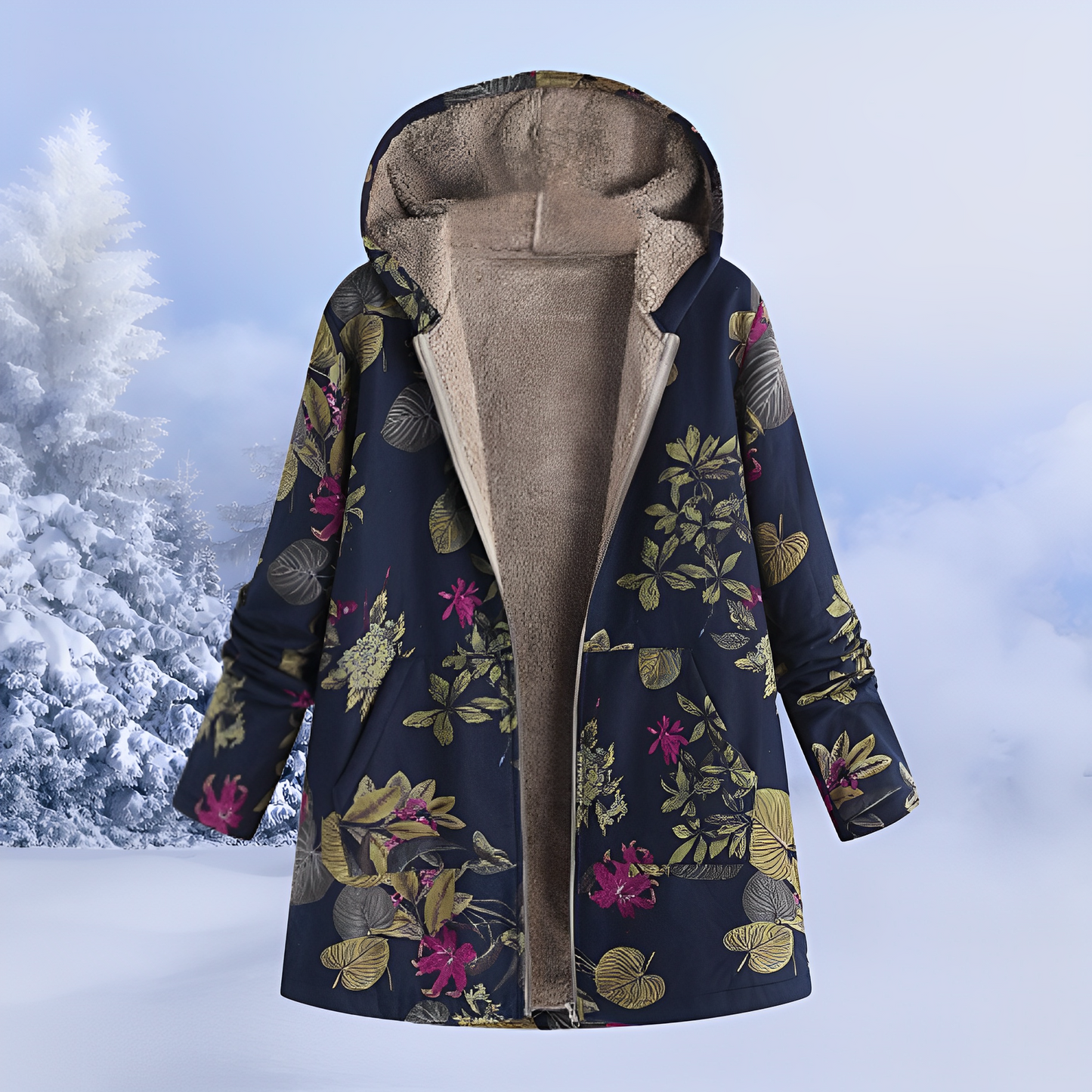 Veste d’Hiver Femme Aria | Douceur Fausse Fourrure & Motif Ethnique