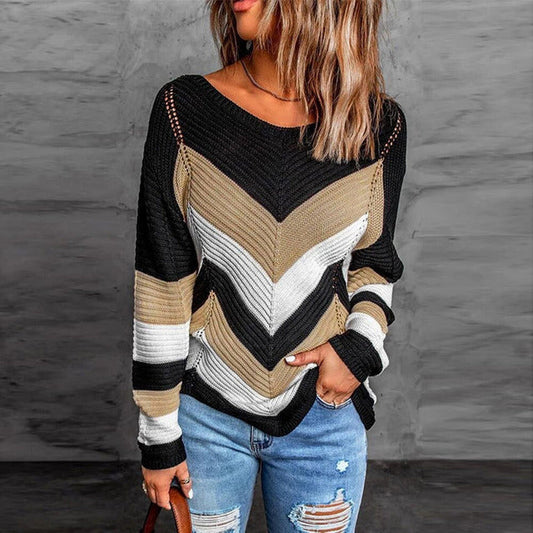 Arlira | Pull Tricoté Tricolore Femme - Élégance Moderne