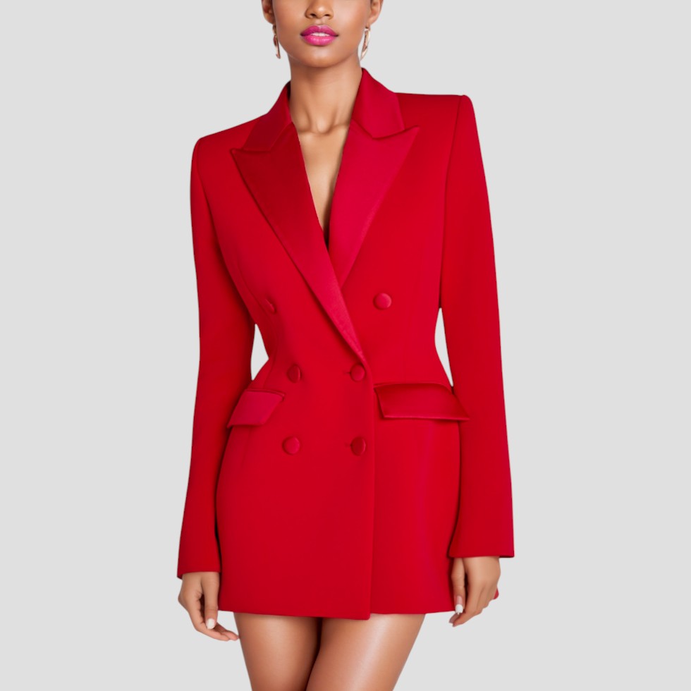 Blazer-robe double boutonnage pour femme – Chic, Structurée & Élégante