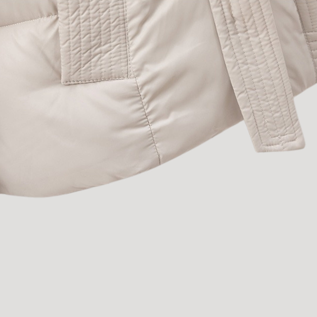 Solange | Veste Femme Matelassée à Capuche | Manteau d’Hiver Ceinturé