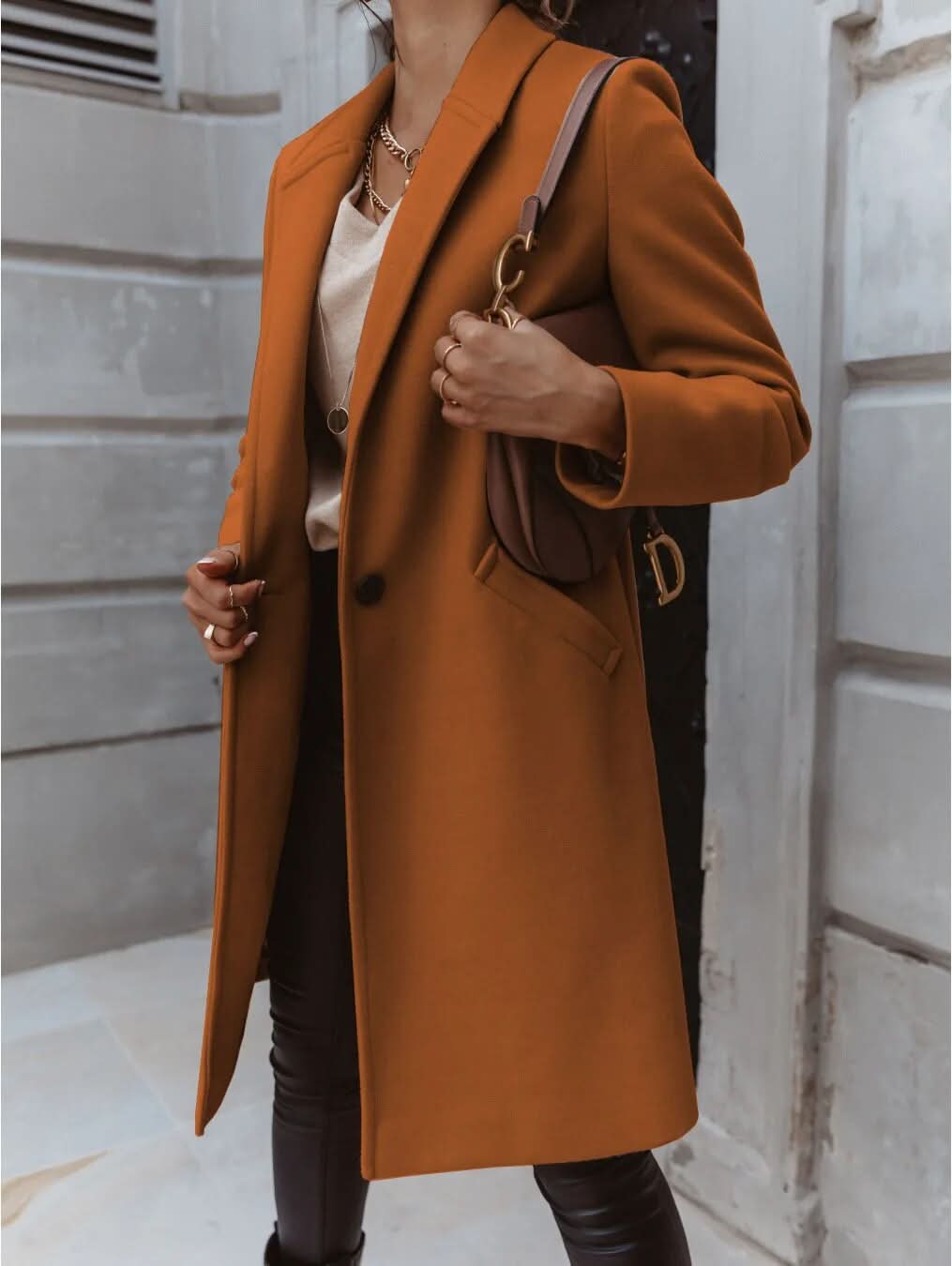 Philomène | Manteau Long Femme Tailored Coat | Élégant et Structuré pour Superpositions Intelligentes