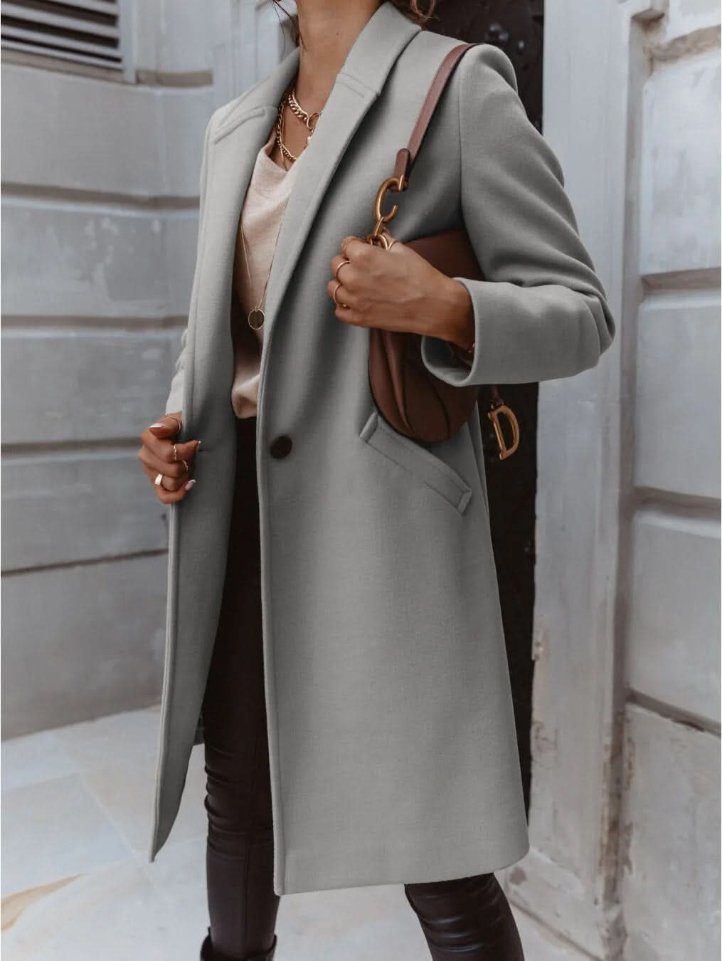 Philomène | Manteau Long Femme Tailored Coat | Élégant et Structuré pour Superpositions Intelligentes