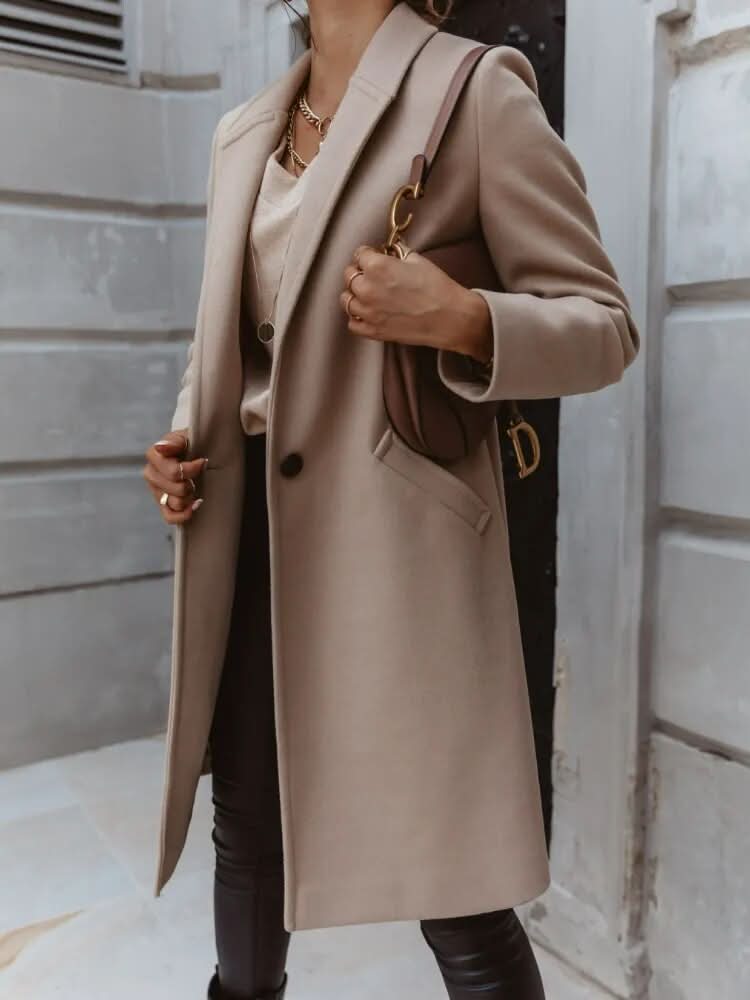 Philomène | Manteau Long Femme Tailored Coat | Élégant et Structuré pour Superpositions Intelligentes