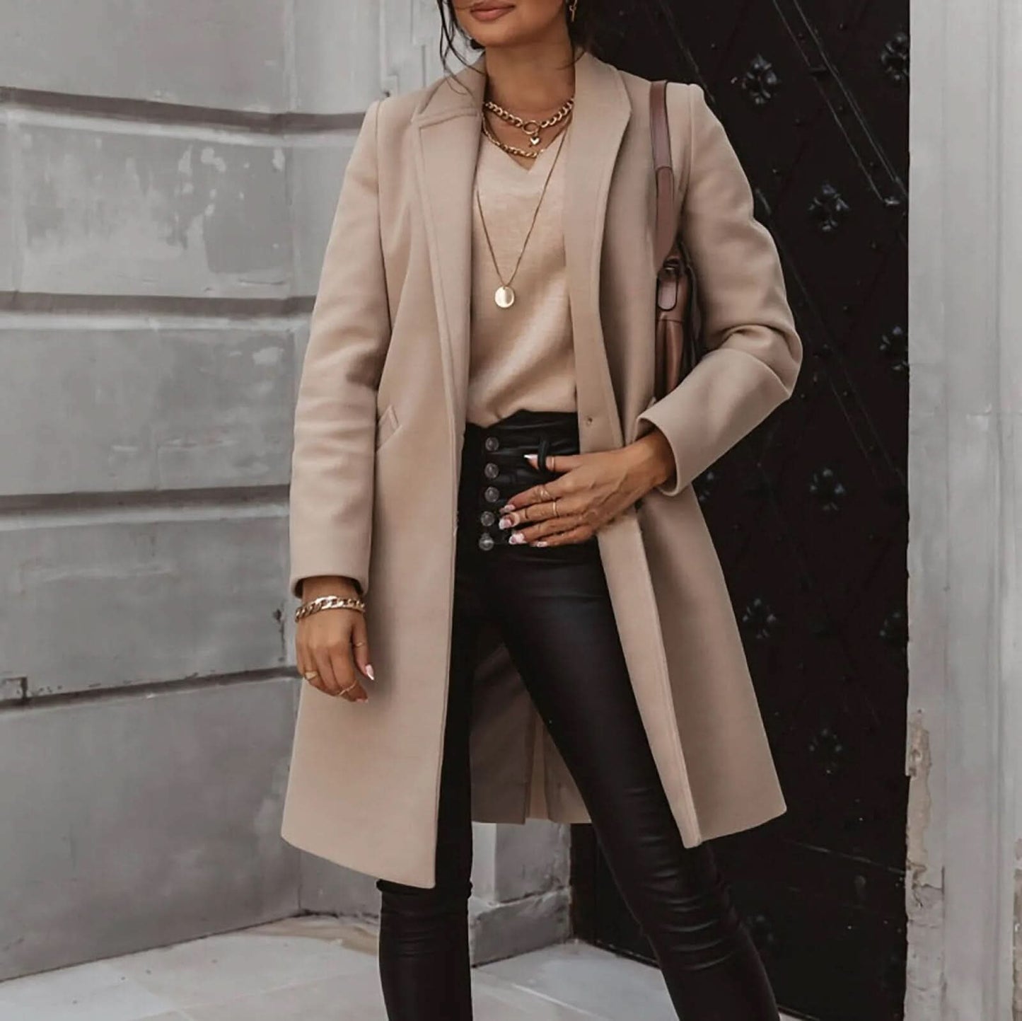 Philomène | Manteau Long Femme Tailored Coat | Élégant et Structuré pour Superpositions Intelligentes