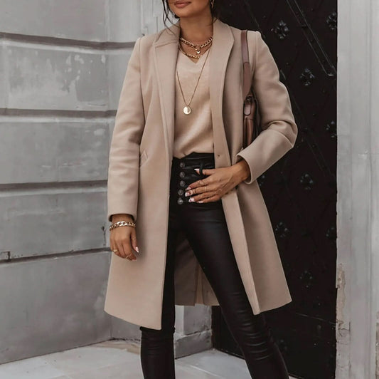 Philomène | Manteau Long Femme Tailored Coat | Élégant et Structuré pour Superpositions Intelligentes