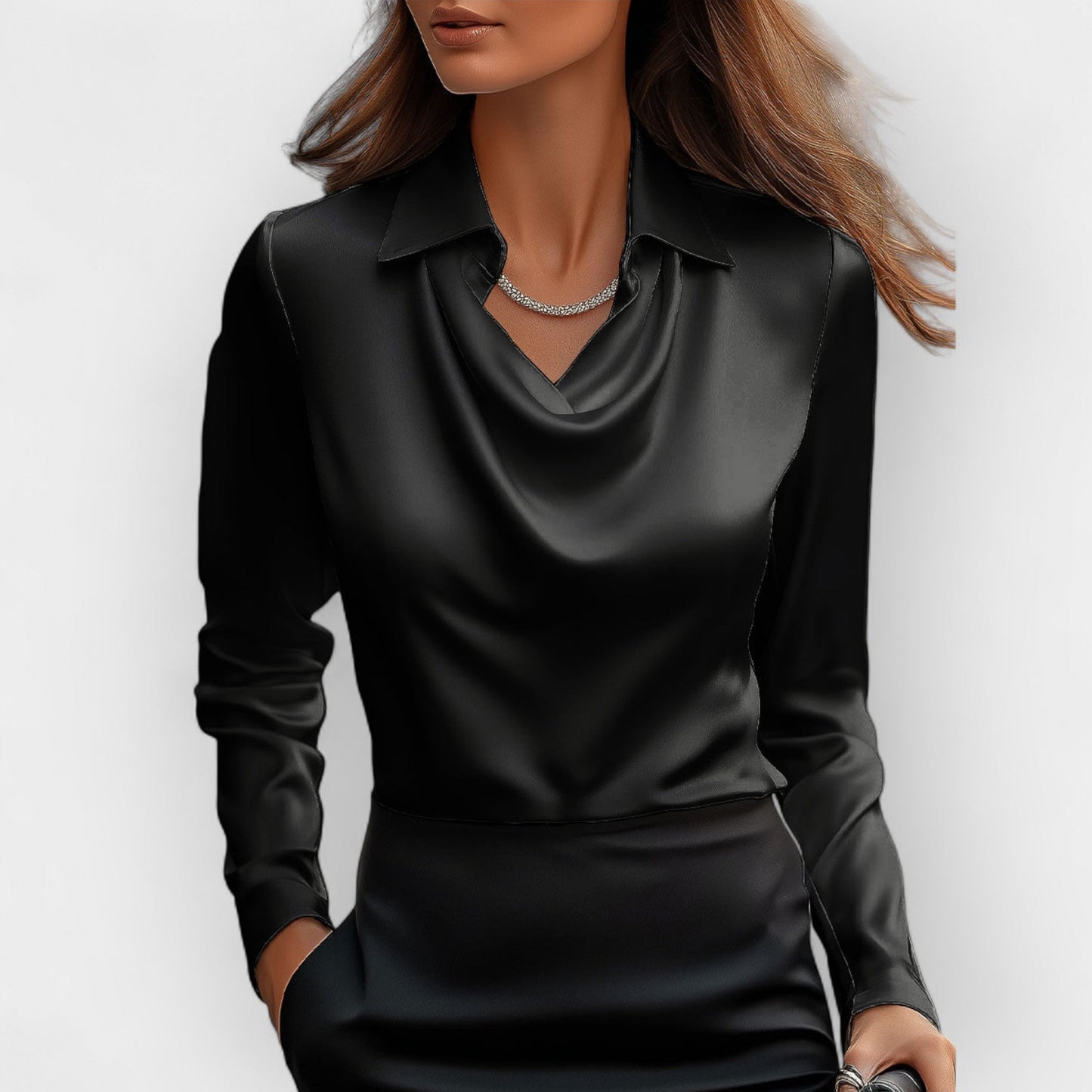 Blouse Satin Femme | Col Cascade Fluide et Élégant