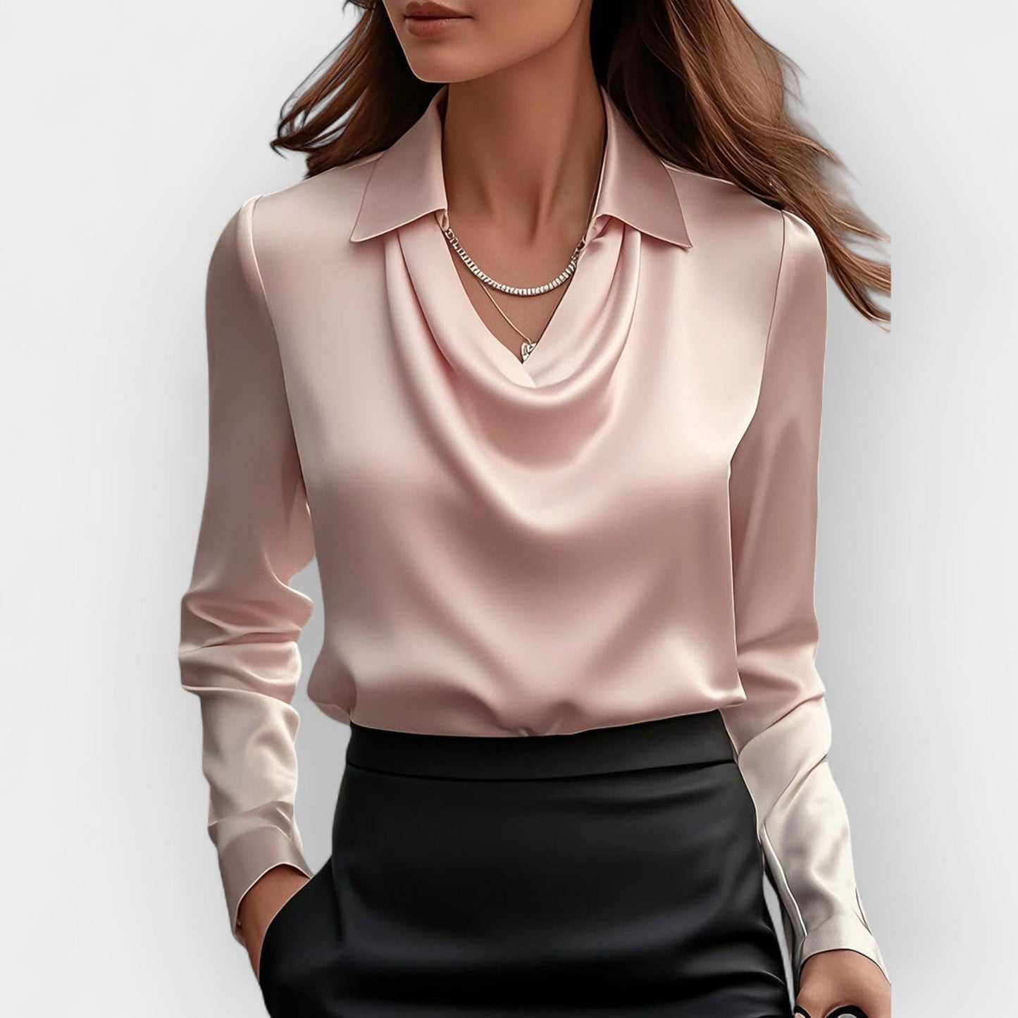 Blouse Satin Femme | Col Cascade Fluide et Élégant