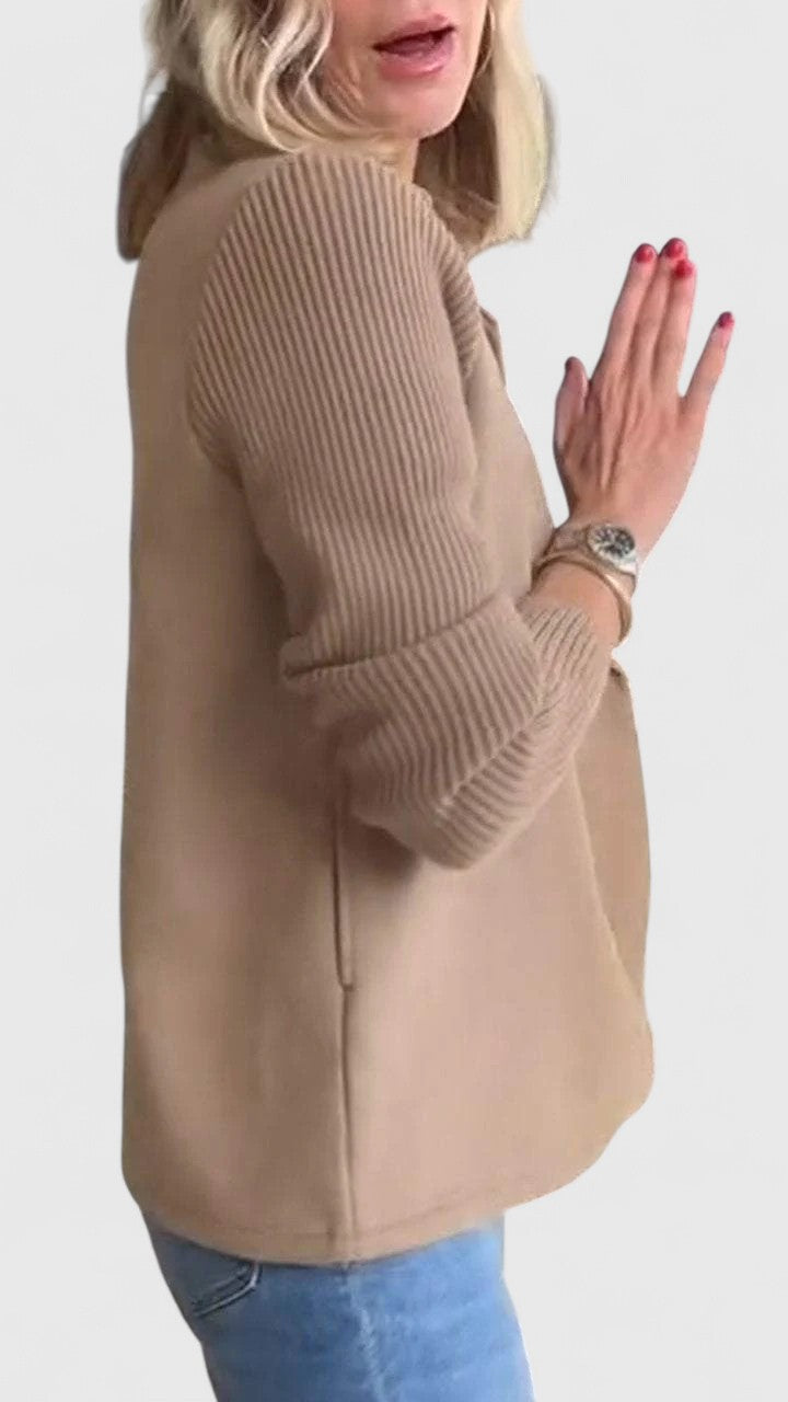 Blazer Femme Élégant à Manches Tricot | Coupe Moderne à Double Boutonnage