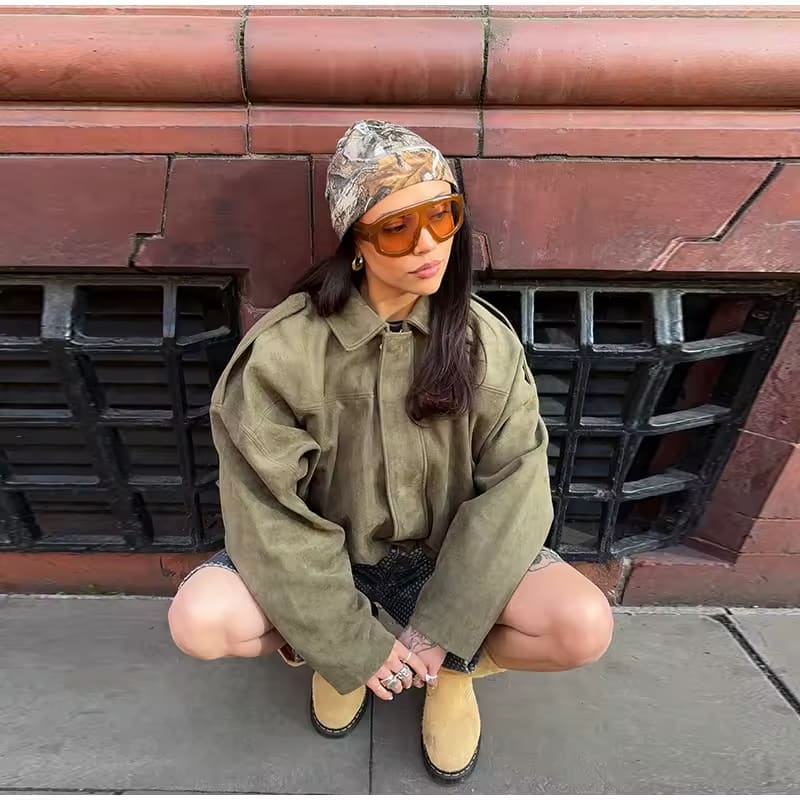 Velour Chic | Veste Oversize Femme en Velours pour Look Minimaliste Automnal