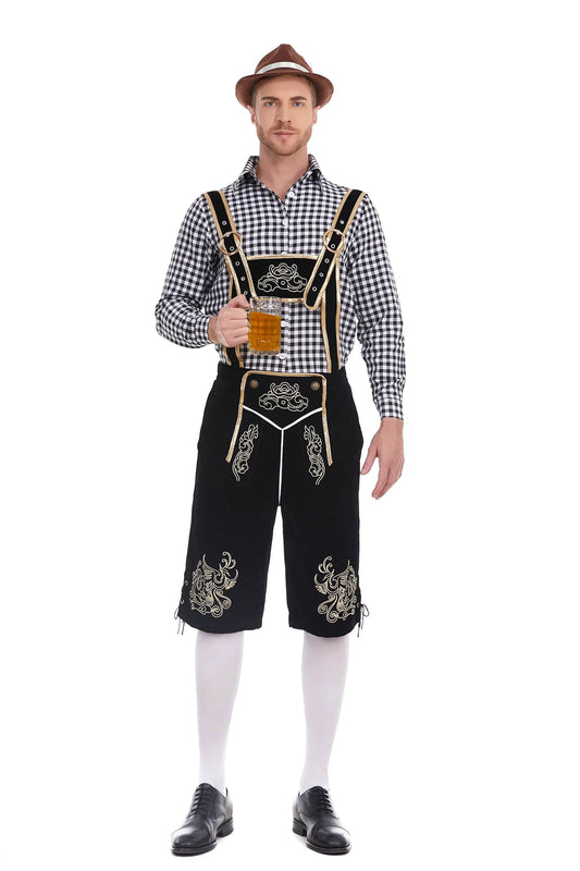 BayernTracht™ | Herren-Lederhosen-Kostüm im 3-teiligen Set mit Hut und Hosenträgern
