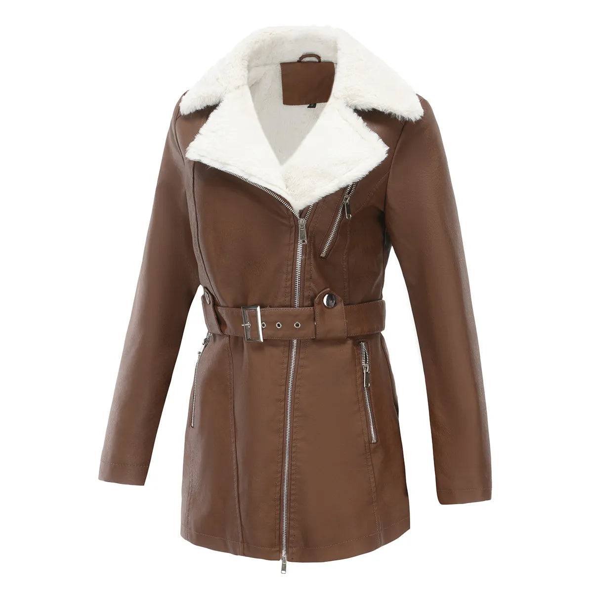 Veste Femme Hiver en Mouton | Style Biker et Douceur Chaude