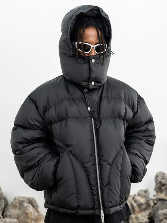 Clark | Veste homme matelassée épaisse avec capuche et zip, noire et confortable