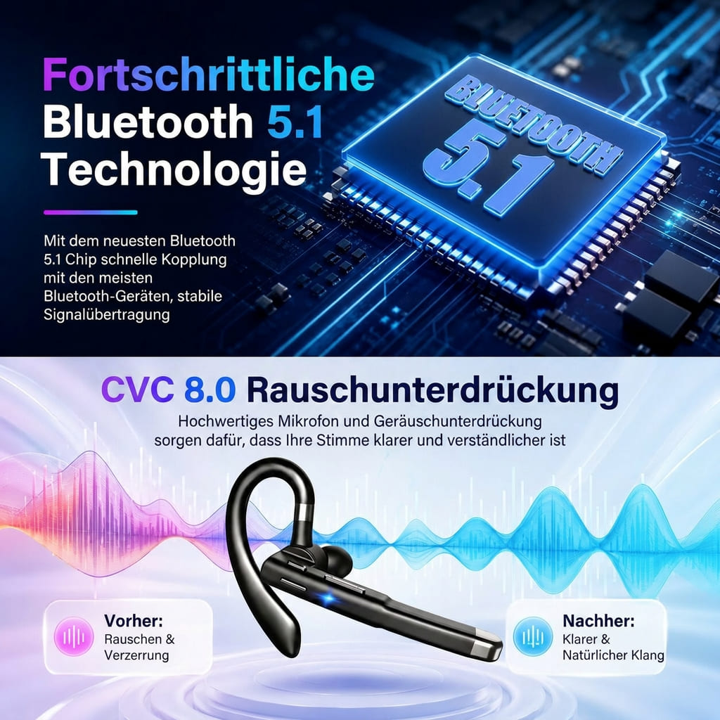 ClariVox™ | Bluetooth-Headset mit Dual-Mikrofon und Geräuschreduzierung