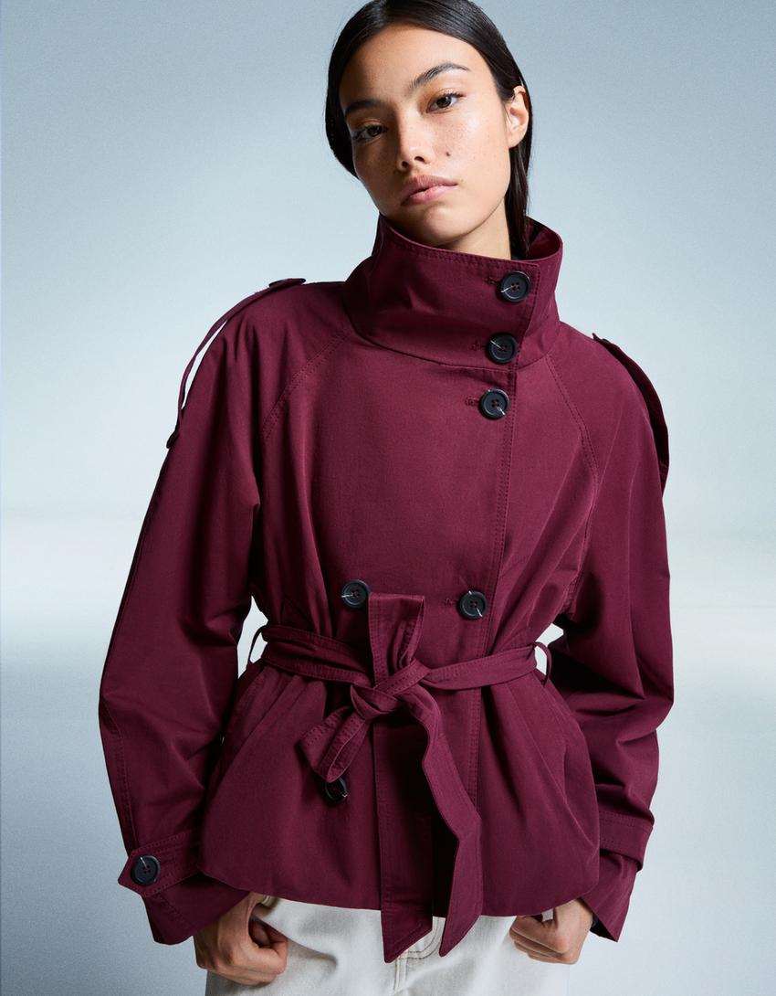 Trench Court Femme avec Ceinture Taille pour Look Urbain Élégant