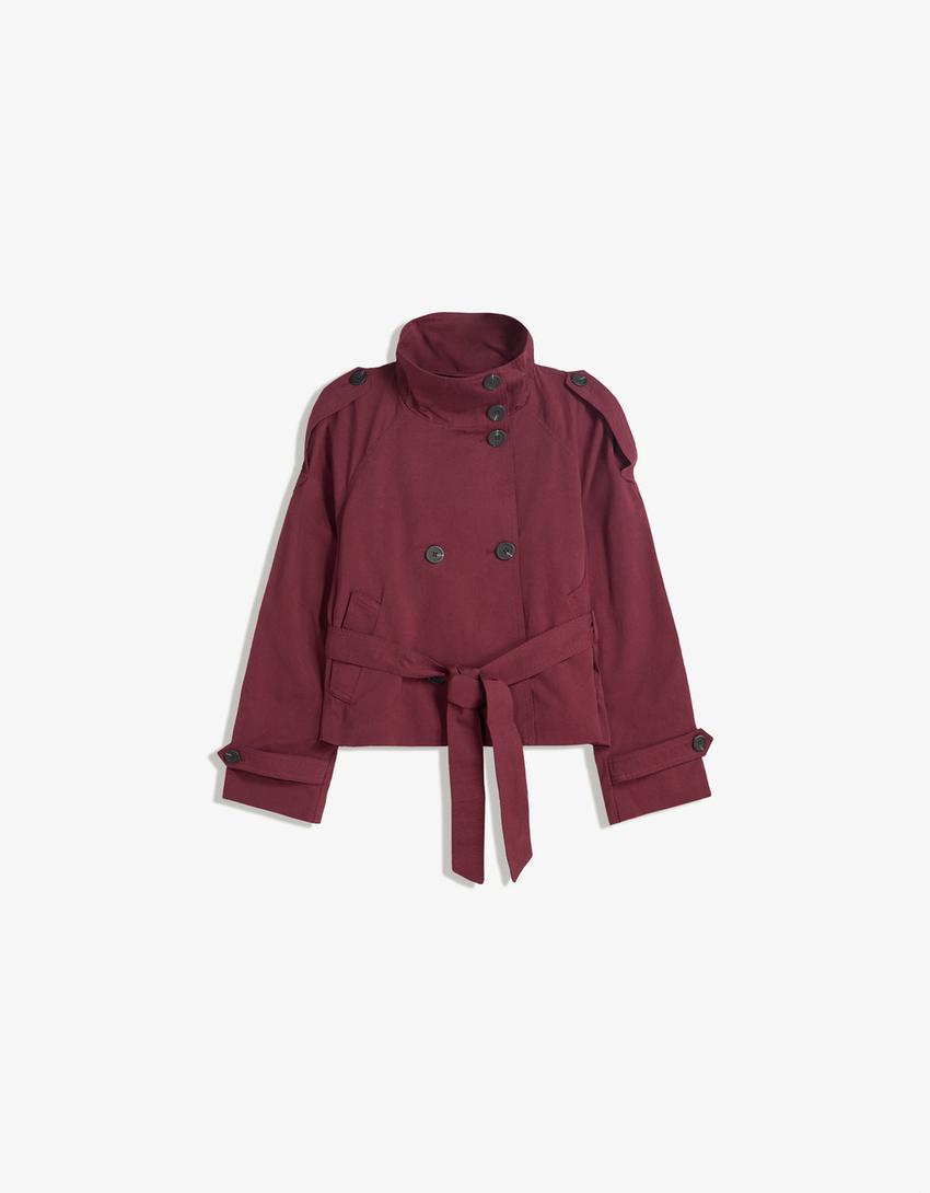 Trench Court Femme avec Ceinture Taille pour Look Urbain Élégant