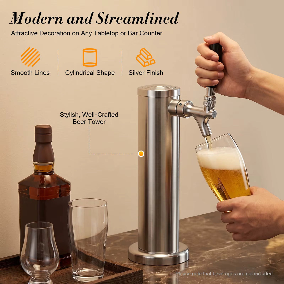 EdelZapf™ | Edelstahl-Bierzapfturm für die Hausbar mit Einzelzapfhahn