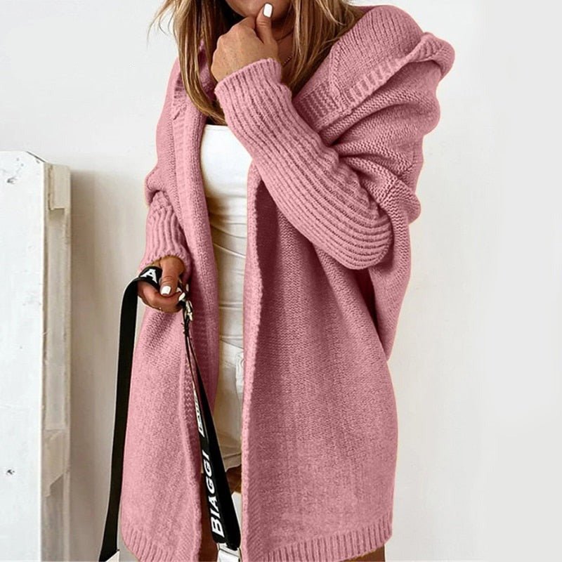 Lange Warme Cardigan Femme | Tricot Long avec Capuche