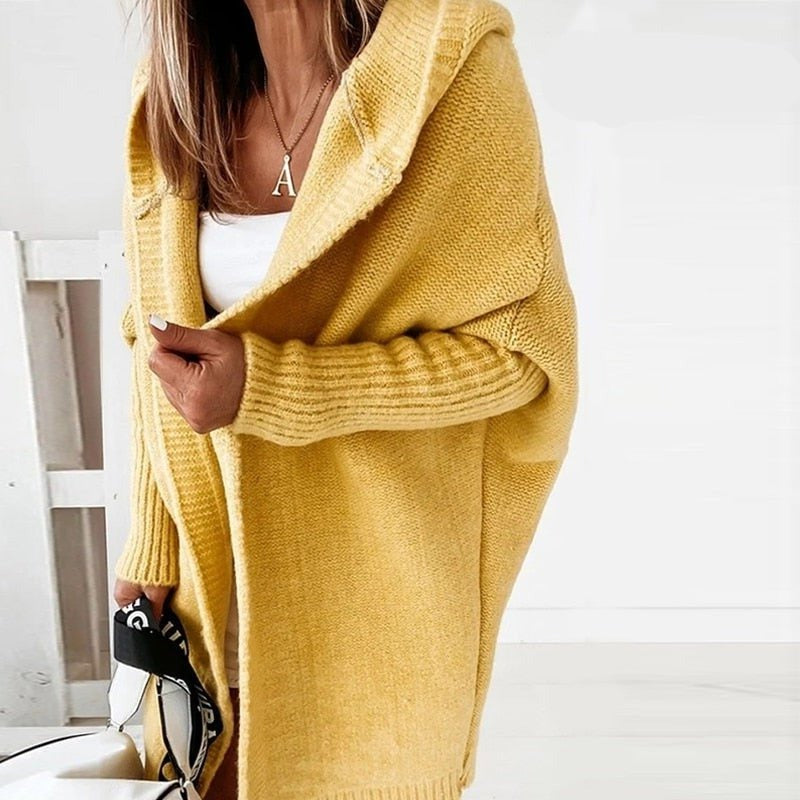 Lange Warme Cardigan Femme | Tricot Long avec Capuche