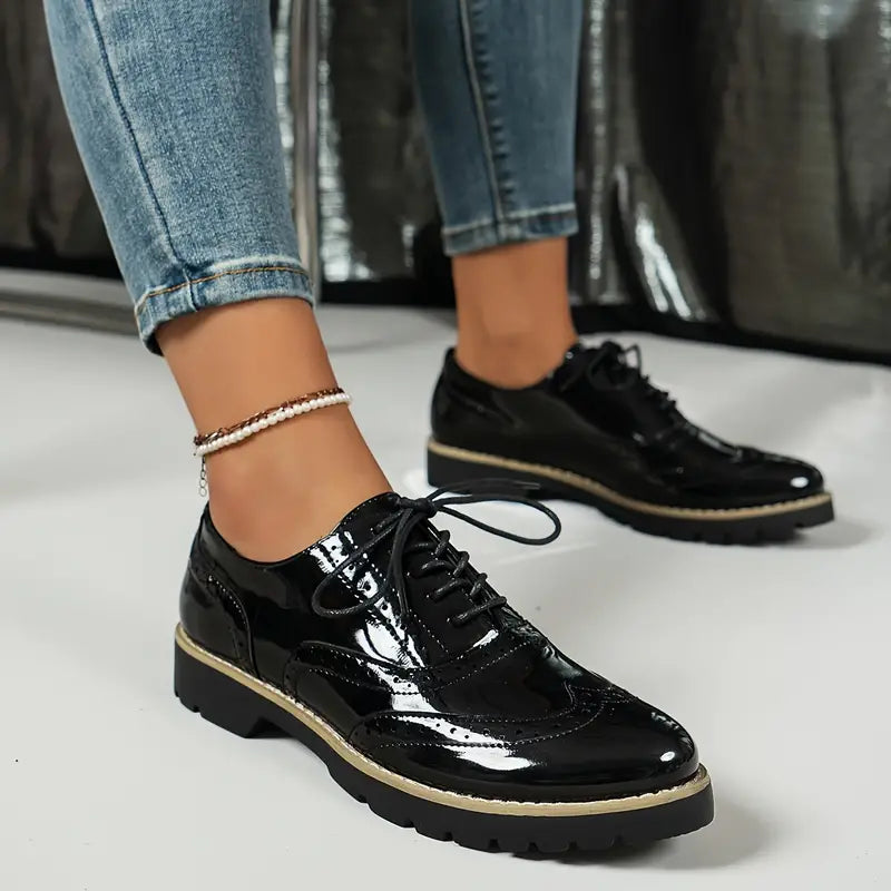Lucienne | Chaussures Femme Vernies à Lacets, Élégantes et Stylées pour Occasions Formelles